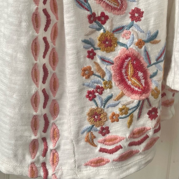 Soft Surroundings Embroidered Hoodie Sweater Small Cotton Boho Cottagecore - Picture 7 of 15